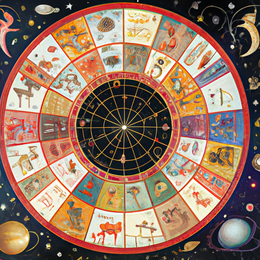 1. מפה אסטרולוגית עתיקה המתארת מזלות וכוכבי לכת